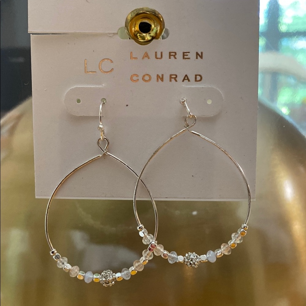 LC Lauren Conrad Silver Textured Hoop Earrings